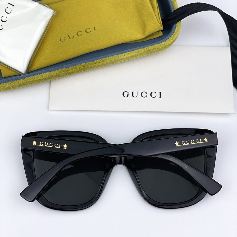 SALE! NEW Gucci GG1169S 003 Havana Green Square Oversized Women Sunglasses - Picture 11 of 12